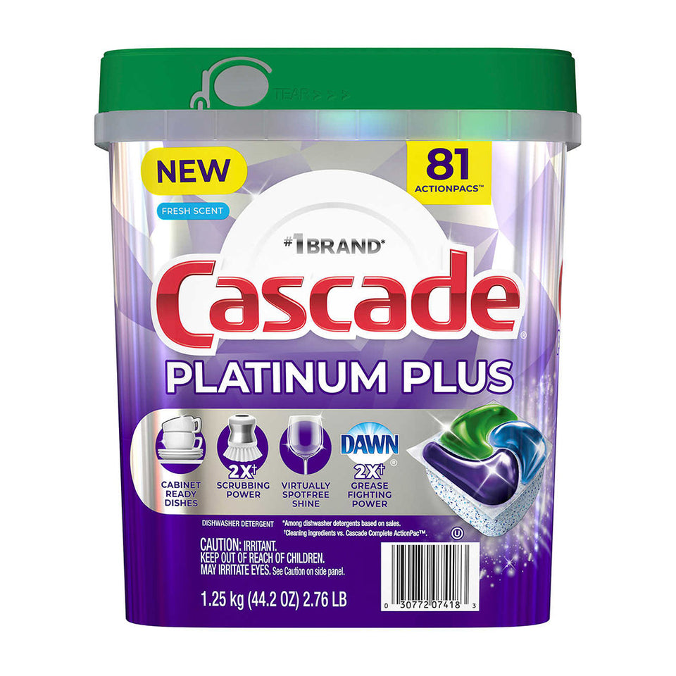 Cascade Platinum Plus 食器洗い機用洗剤アクションパック フレッシュセント 81個入り