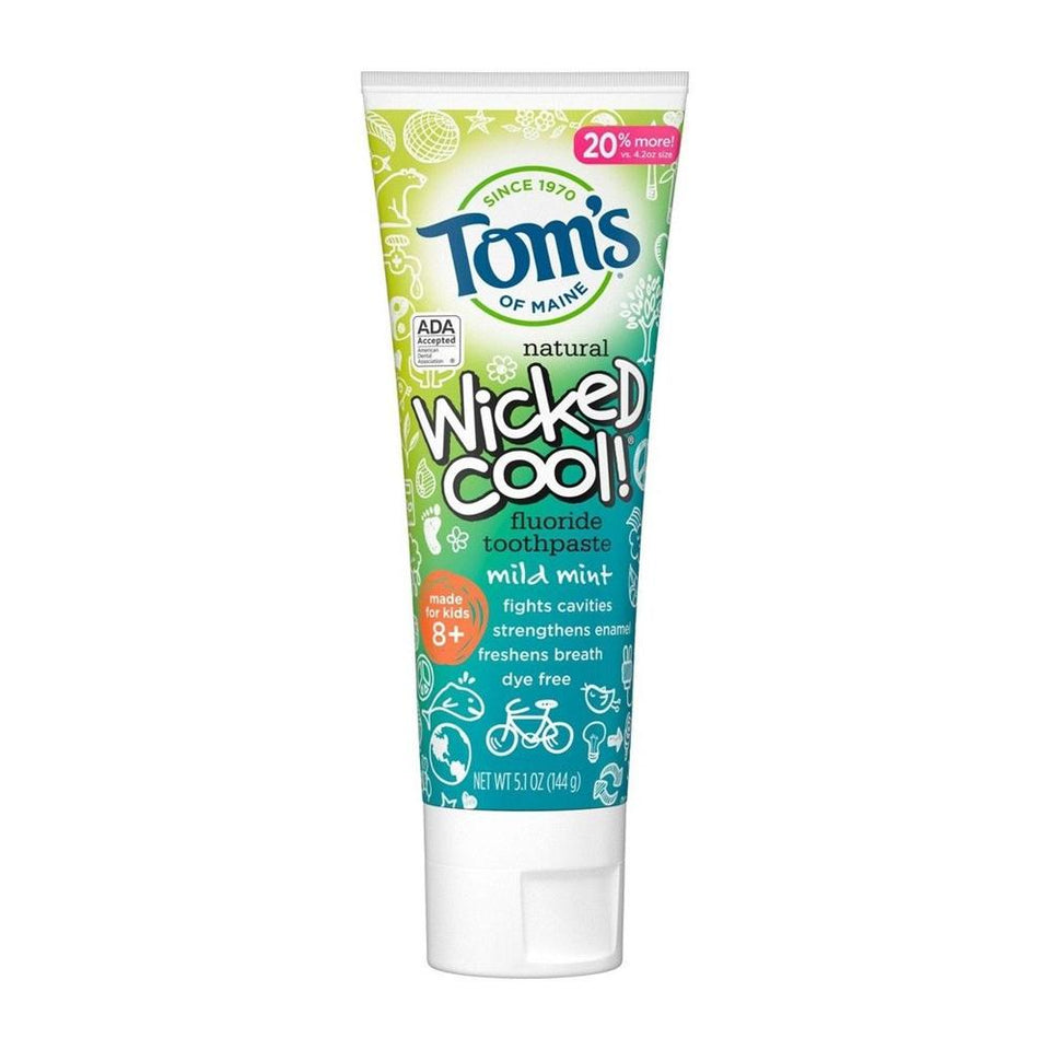 トムズオブメイン_ナチュラルウィキッドクール子供用歯磨き粉、マイルドミント 144g