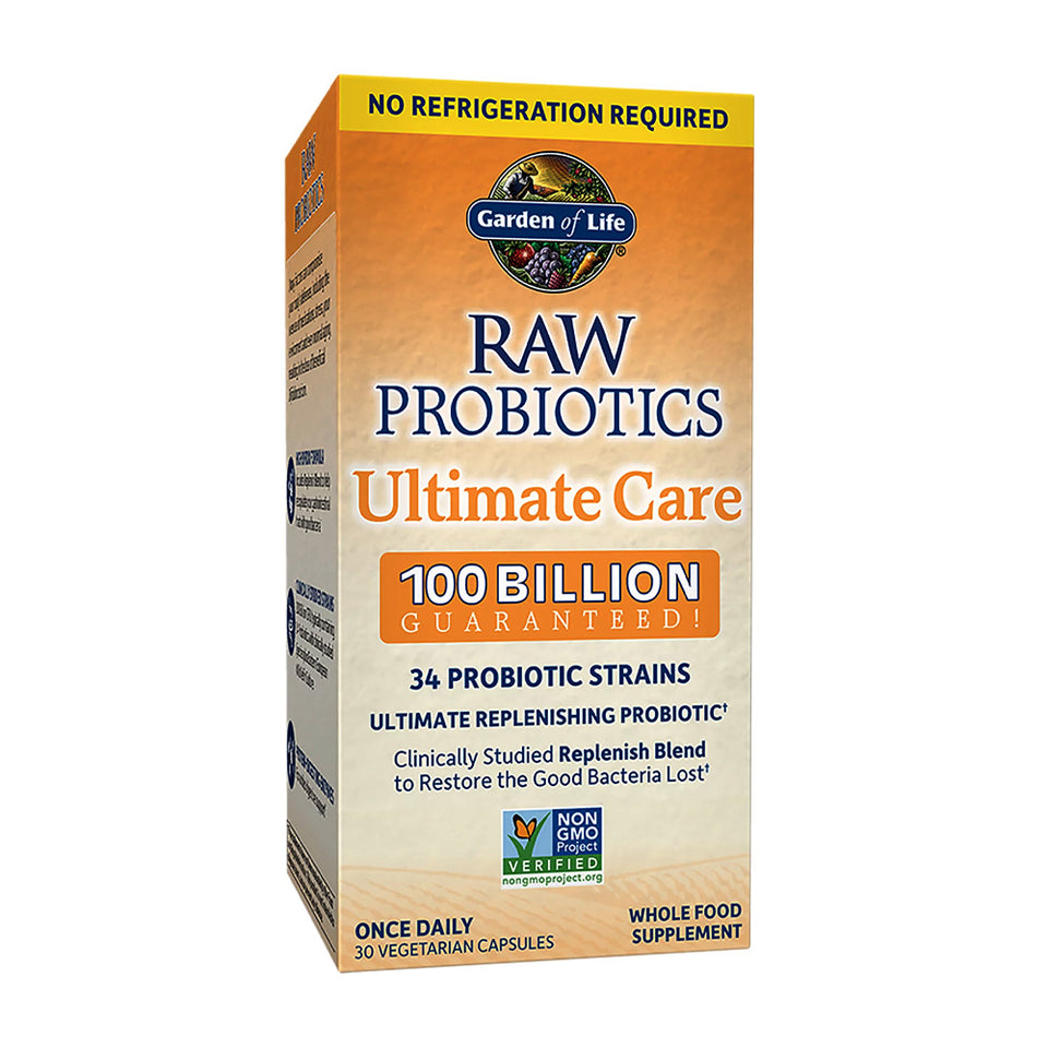 Raw Probiotics、アルティメットケア 100億 べジカプセル30粒