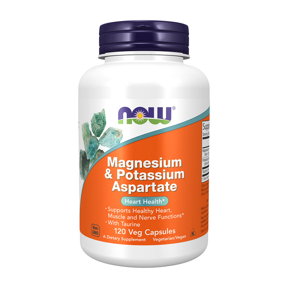 나우푸드_Magnesium & Potassium Aspartate, 120 Veg Capsules