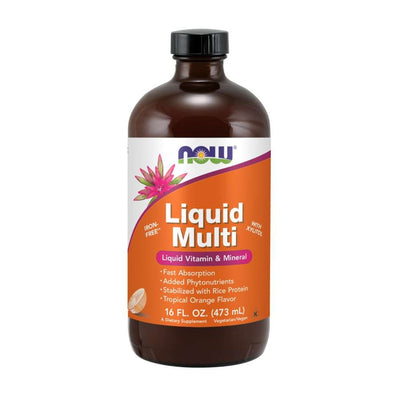 나우푸드_Liquid Multi with Xylitol, Iron-Free, Tropical Orange Flavor 16 fl oz