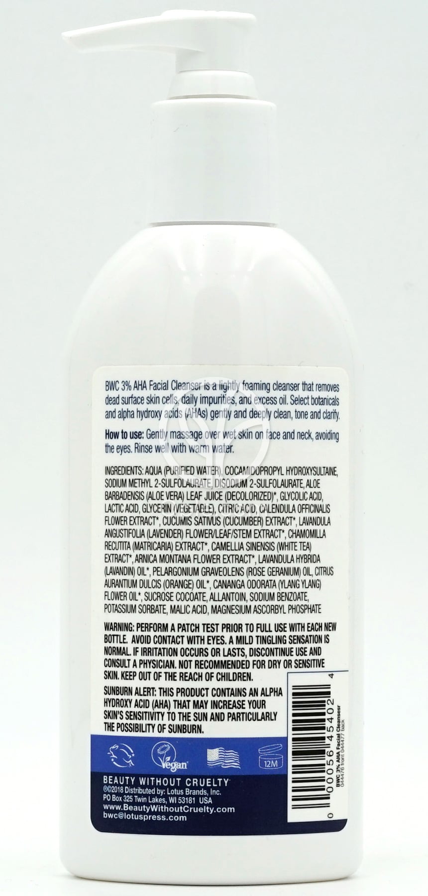 뷰티위다웃크루얼티_페이셜 클렌저 3% AHA 컴플렉스, 250ml — 후면