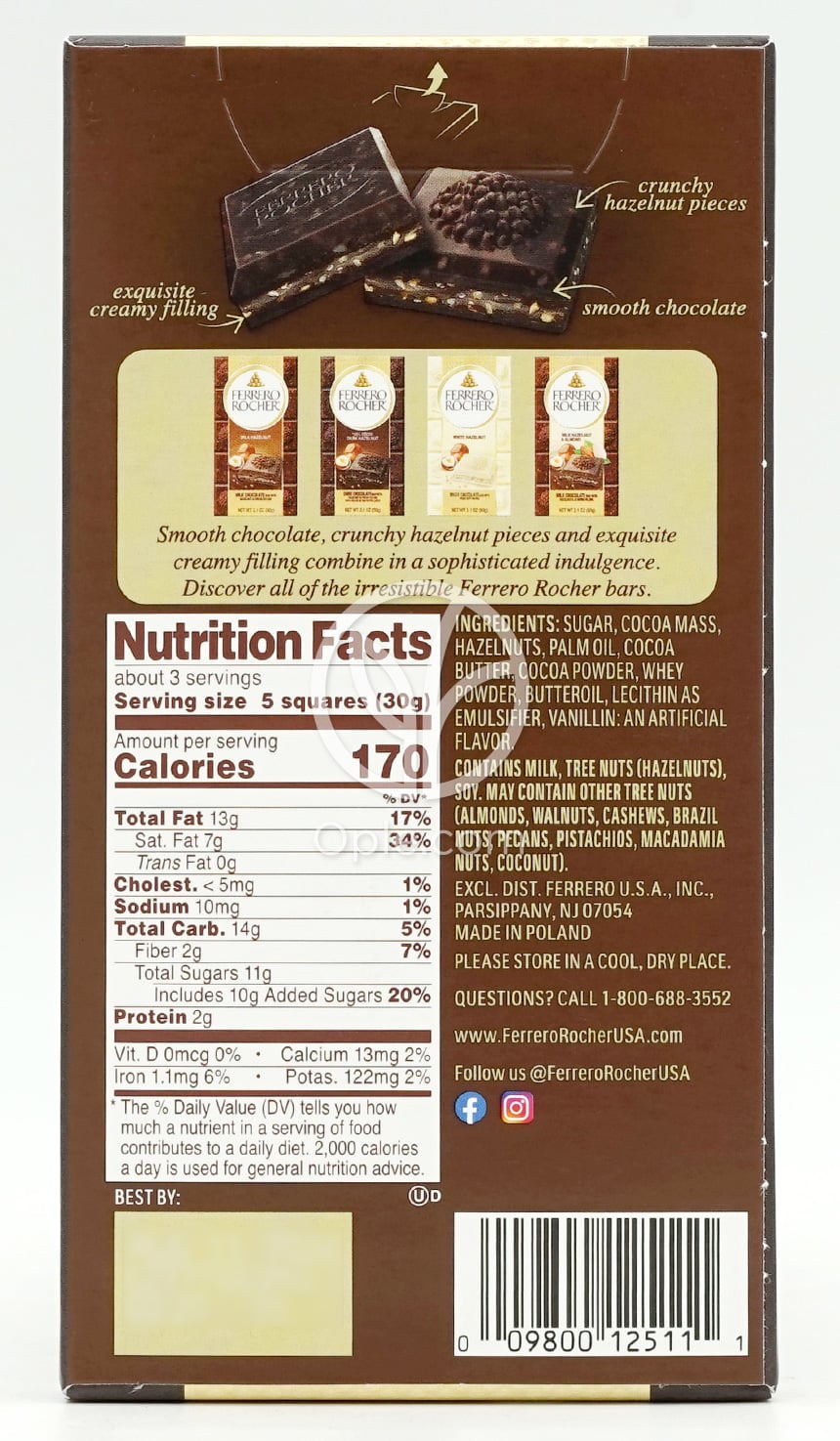 フェレロロシェ_55% カカオ ダークヘーゼルナッツチョコレートバー、90g — 후면