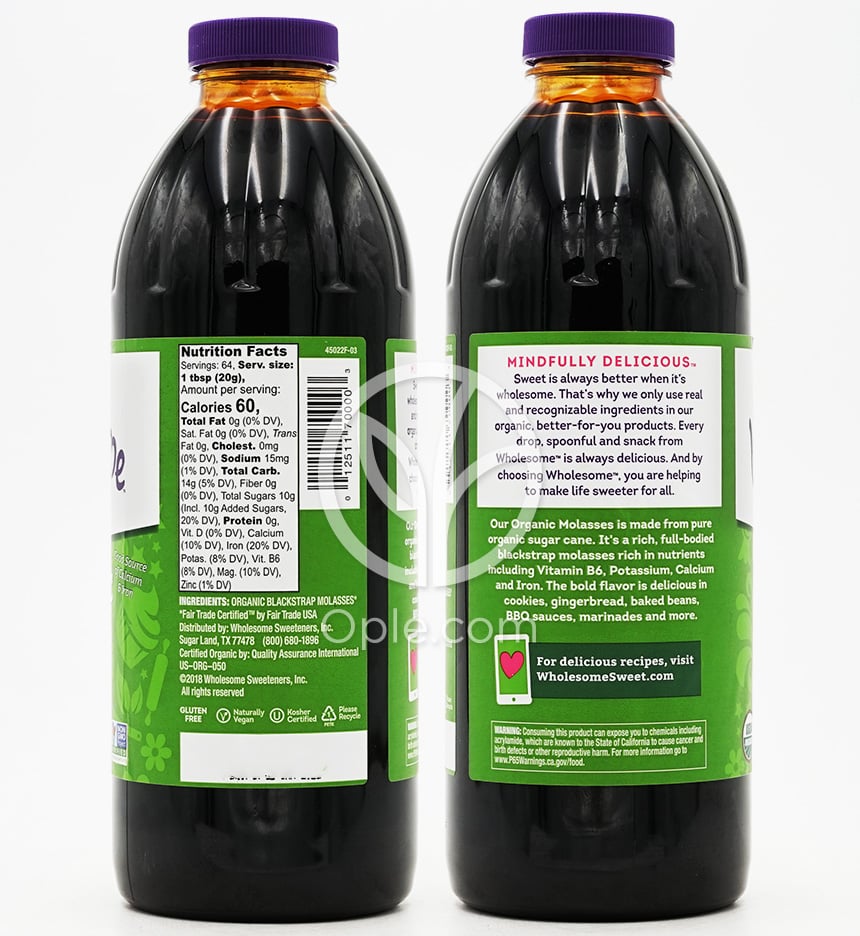 ホールサム_オーガニック糖蜜、硫酸塩無添加 944ml — 후면