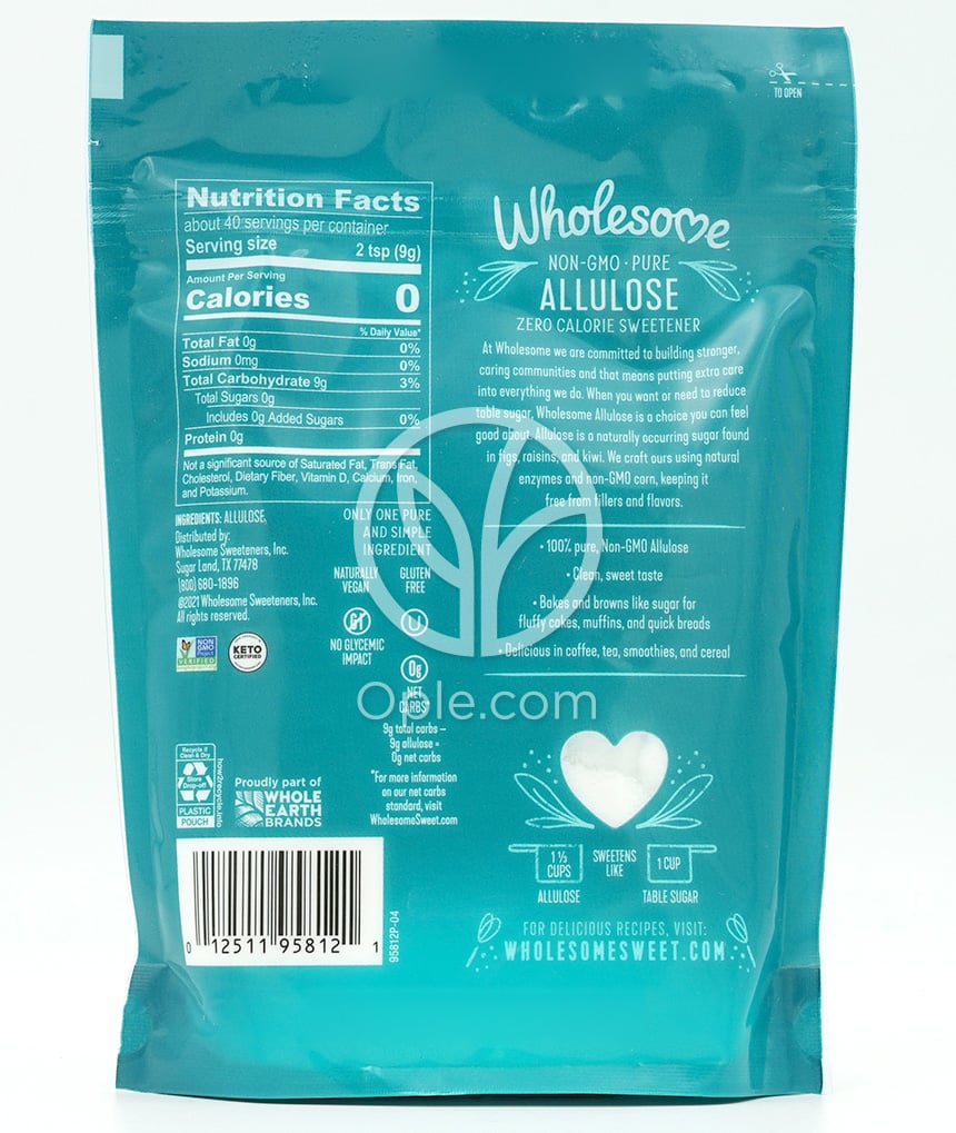 홀썸_NongMO 퓨어 알룰로스 제로 칼로리 스위트너, 340g — 후면