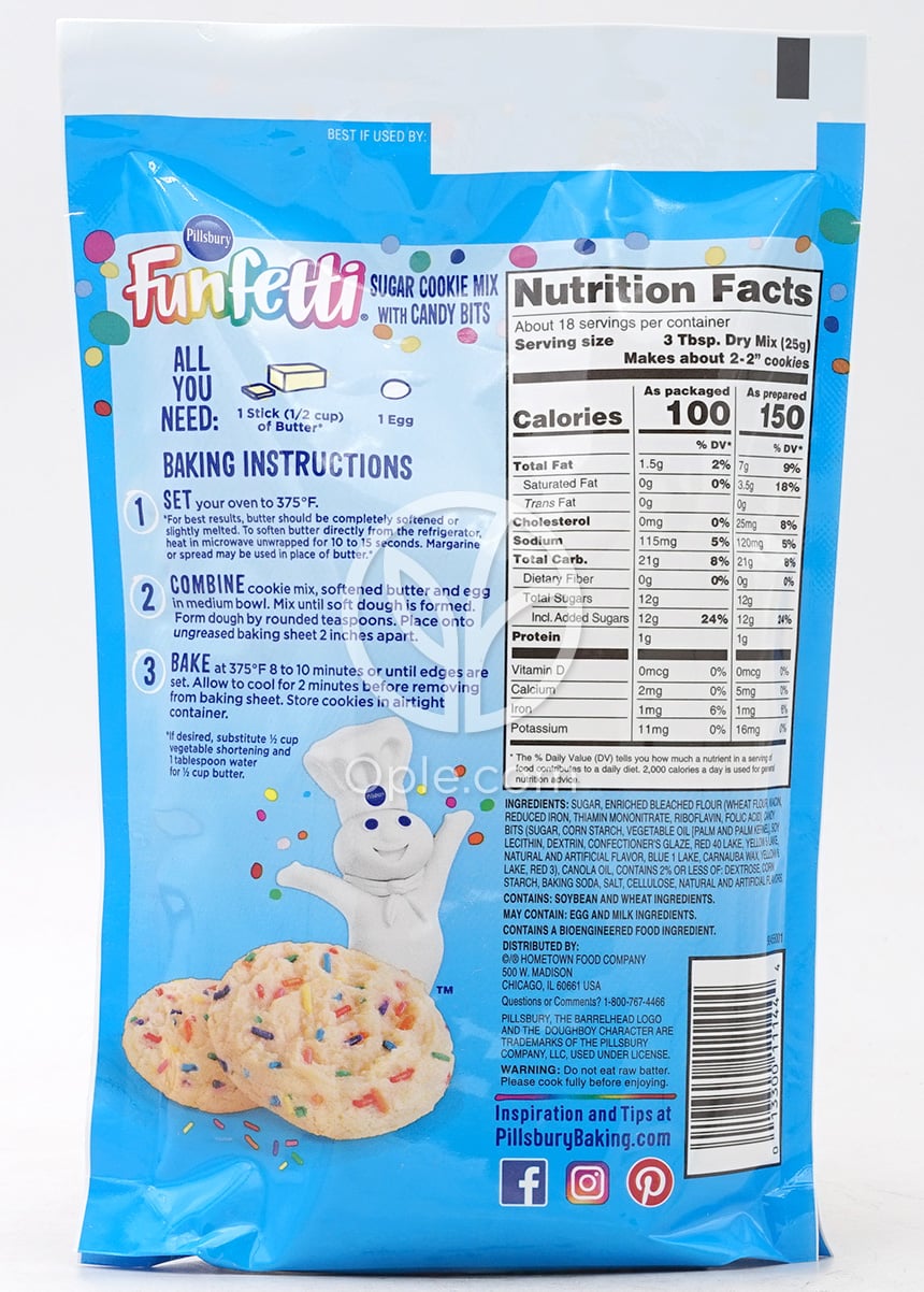Funfetti Sugar Cookie Mix with Candy Bits,  16 oz — 후면
