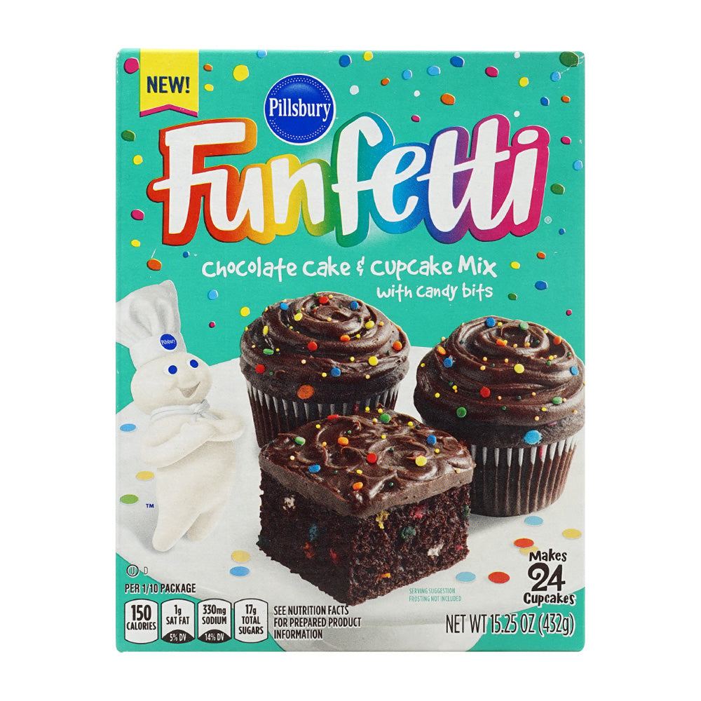 Funfetti チョコレートケーキ＆カップケーキミックス（キャンディビッツ入り）、15.25オンス