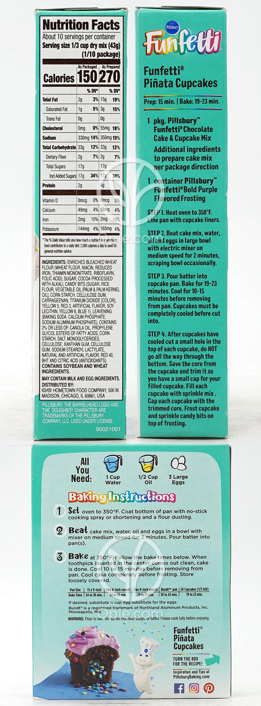 Funfetti Chocolate Cake & Cupcake Mix with Candy Bits,  15.25 oz — 후면