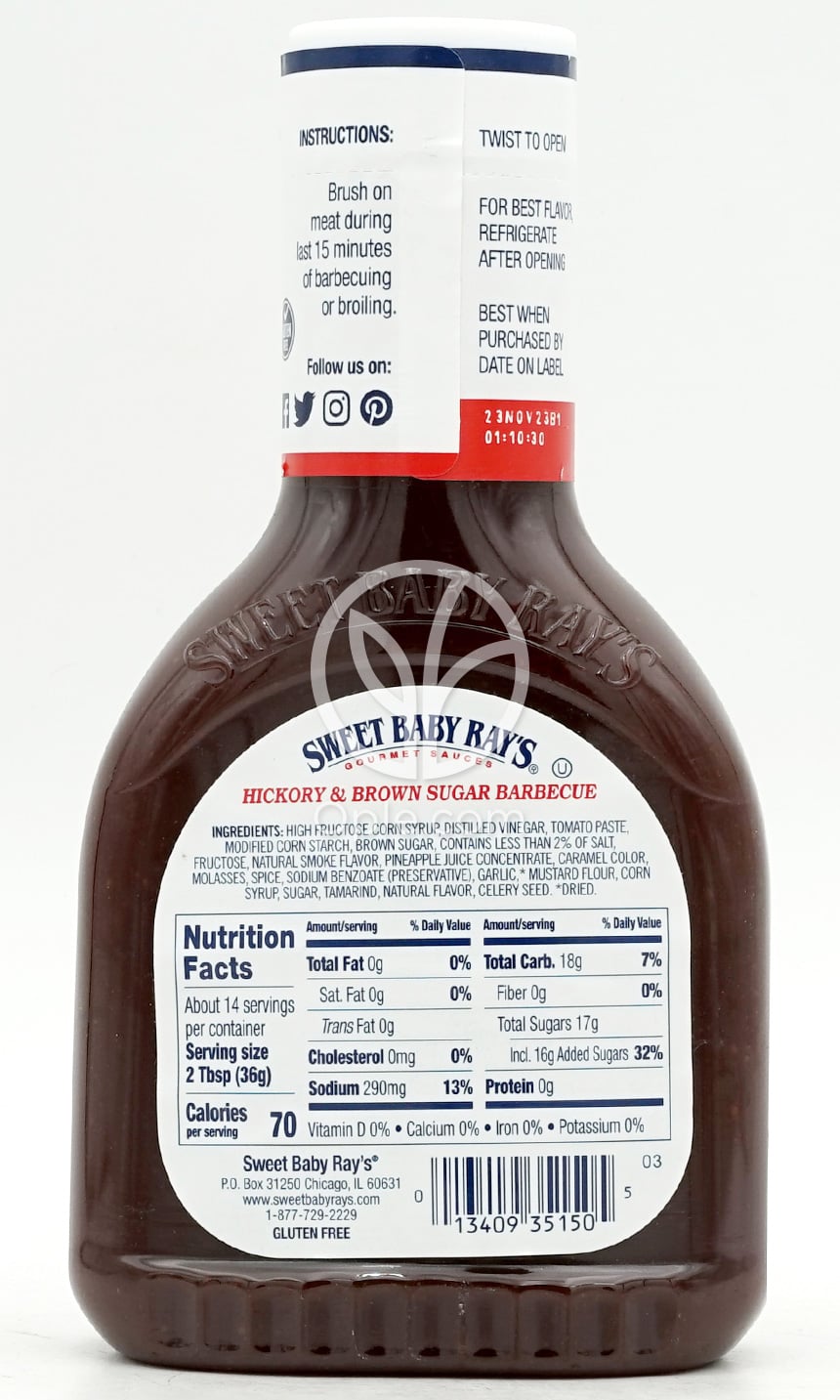 Hickory & Brown Sugar Barbecue Sauce,  18 oz — 후면