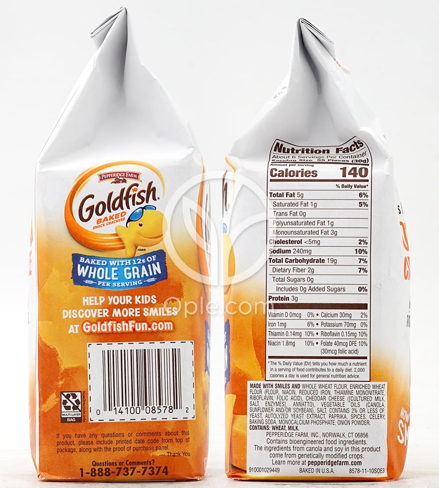 Goldfish Baked Snack Crackers Baked with Whole Grain Cheddar,  6.6 oz — 후면