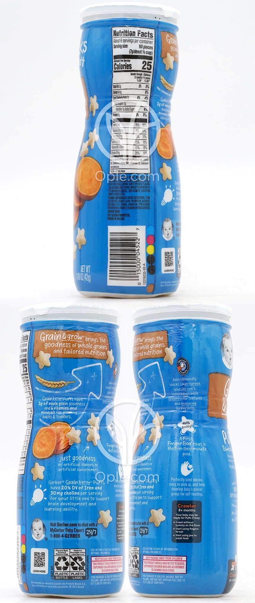 Snacks for Baby Grain & Grow Puffs Sweet Potato for Crawler, 1.48 oz — 후면