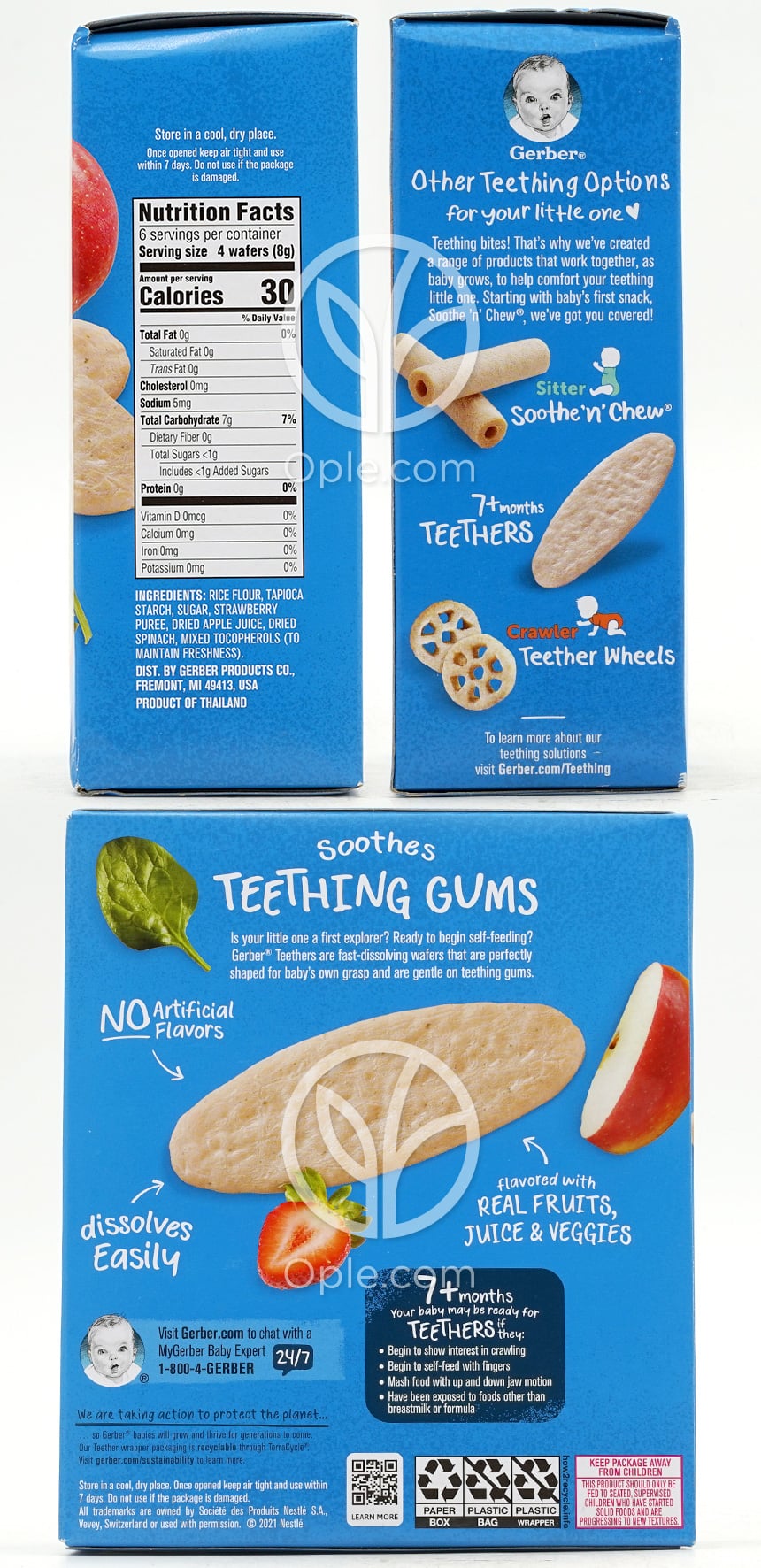 Snacks for Baby Teethers Strawberry Apple Spinach for 7+ Months,  24 Wafers — 후면