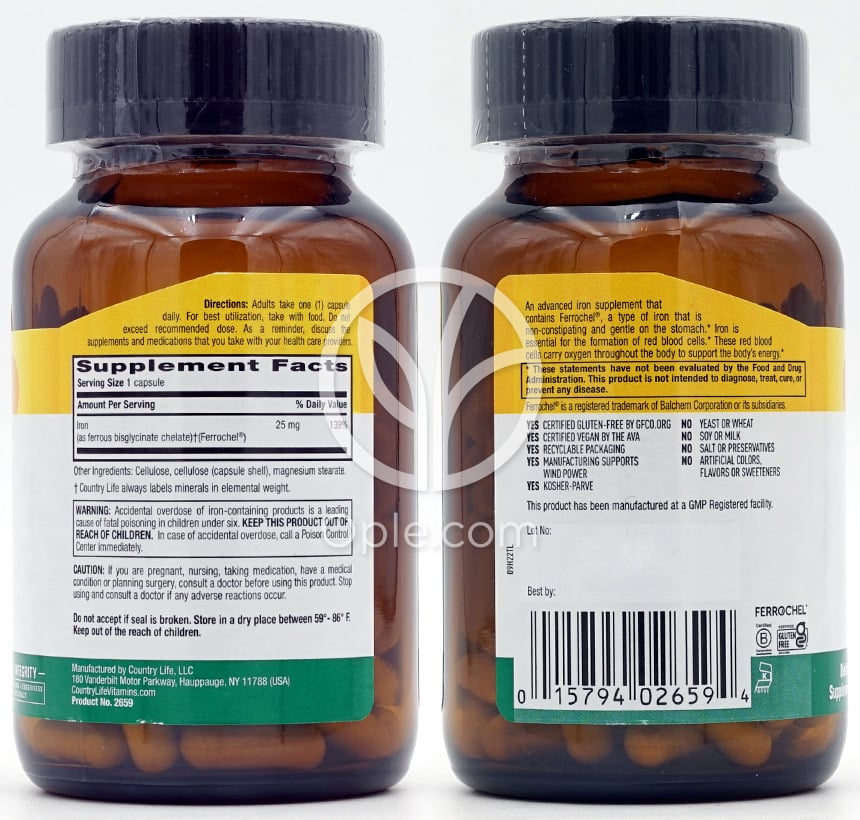 컨트리라이프_이지 아이언 25mg, 90 베지캡슐 — 후면