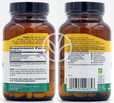 컨트리라이프_킬레이트 마그네슘 250mg, 90타블렛