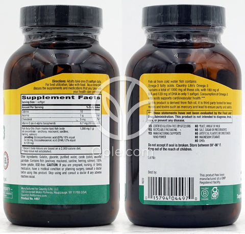 컨트리라이프_내추럴 오메가-3 1000mg, 100 소프트젤