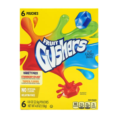 Fruit Gushers バラエティパック (ストロベリー、トロピカル風味)、 6袋
