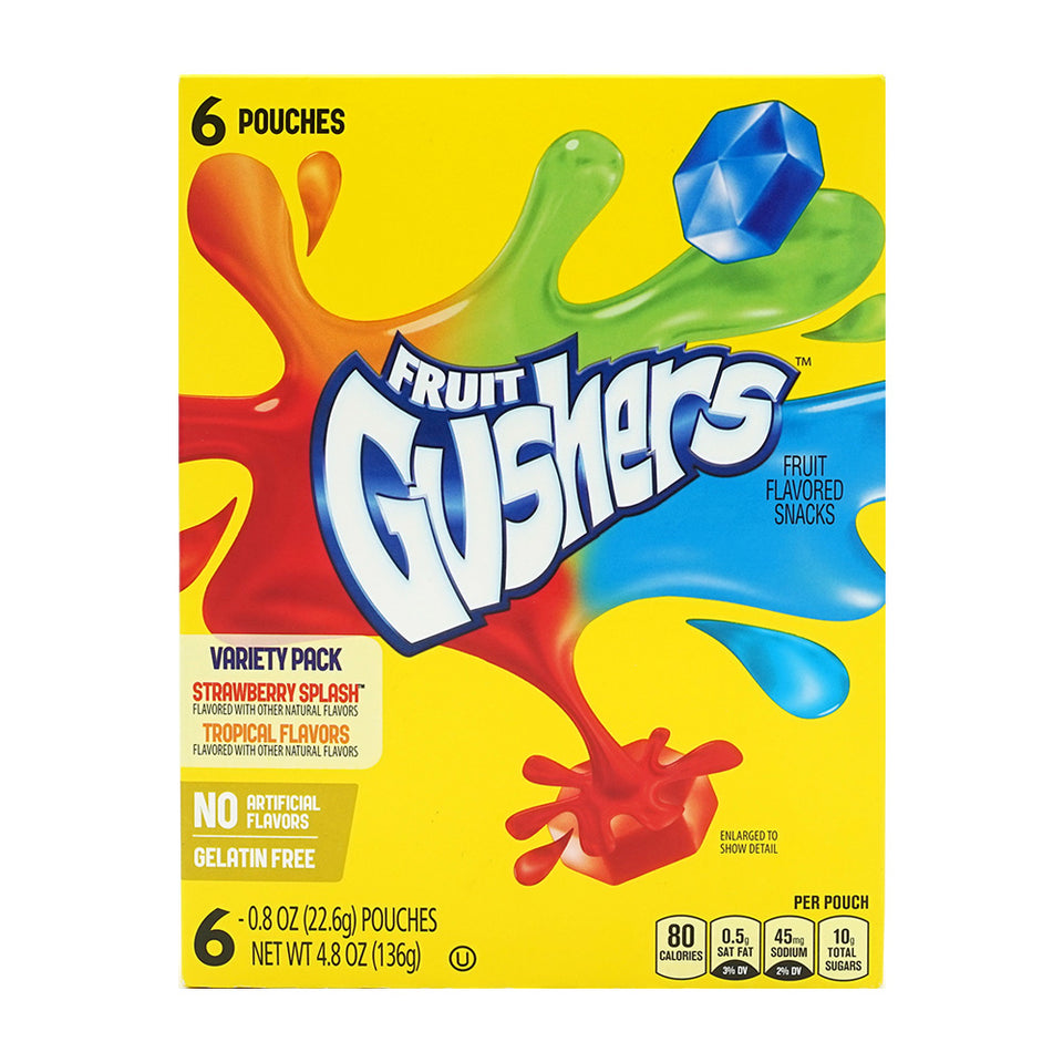 Fruit Gushers バラエティパック (ストロベリー、トロピカル風味)、 6袋