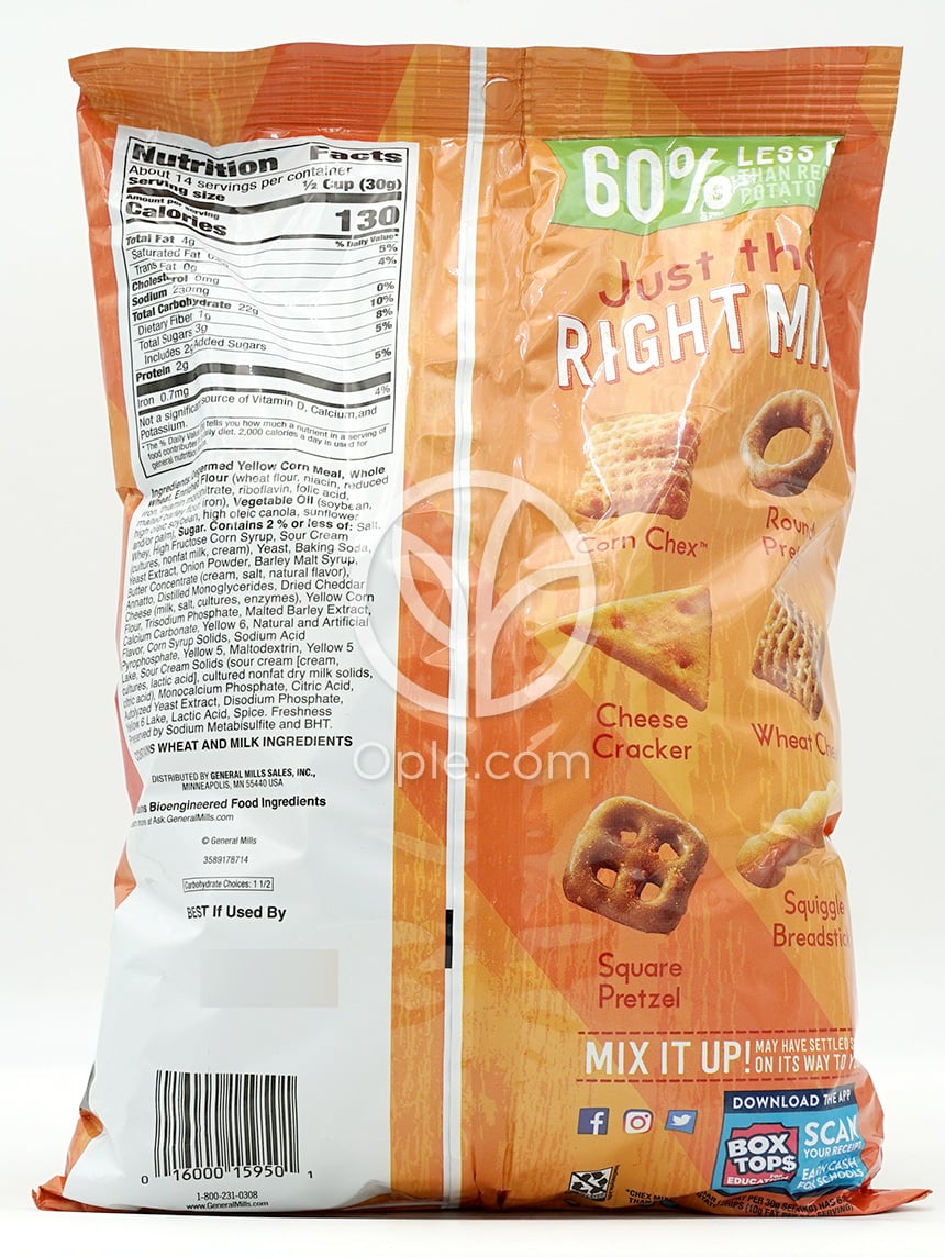 Chex Mix Savory Snack Mix Cheddar Family Size,  15 oz — 후면