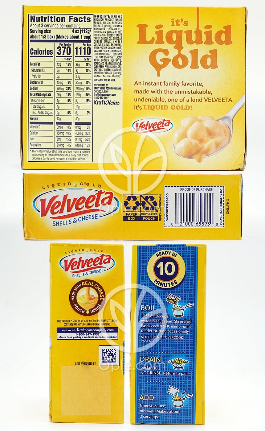 Velveeta Shells & Cheese Original,  12 oz — 후면