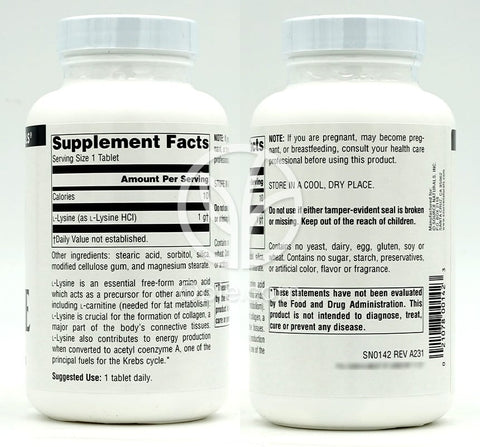 소스내추럴스_L-라이신 1000mg, 100타블렛