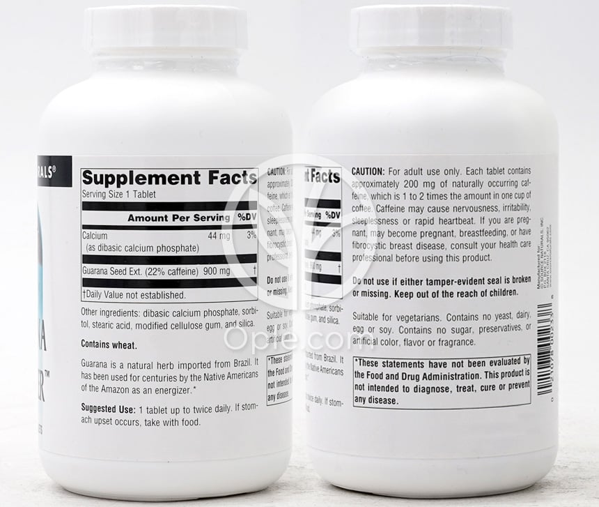 ソースナチュラルズ_ガラナエナジャイザー900mg、200錠 — 후면