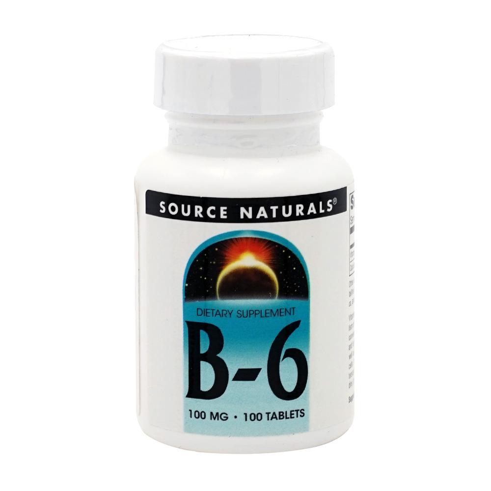 ソースナチュラルズ_B-6 (ビタミンB-6) 100mg、100錠