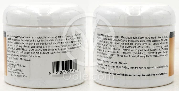 Source Naturals_MSMクリーム、113.4g — 후면