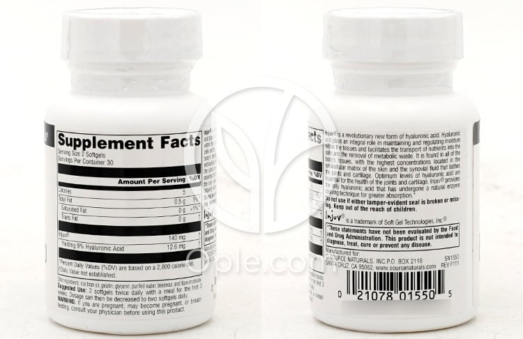 Source Naturals_ヒアルロン酸インジュブ 70mg、60ソフトジェル — 후면