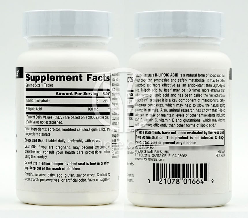 Source Naturals_R-リポ酸 100mg、60タブレット — 후면