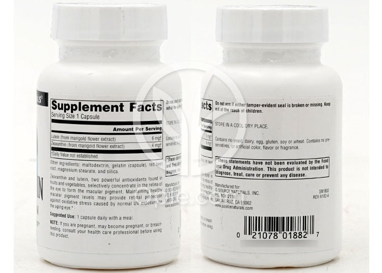 소스내추럴스_지아잔틴 위드 루테인 10mg, 60캡슐 — 후면