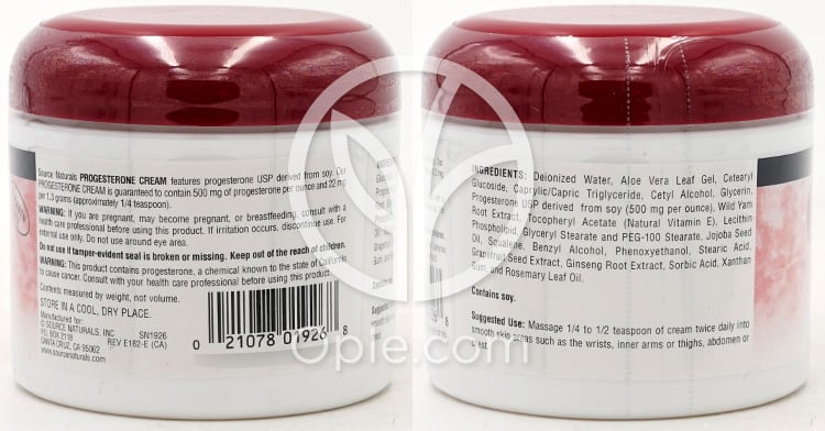 Natural Progesterone Cream  4 oz — 후면