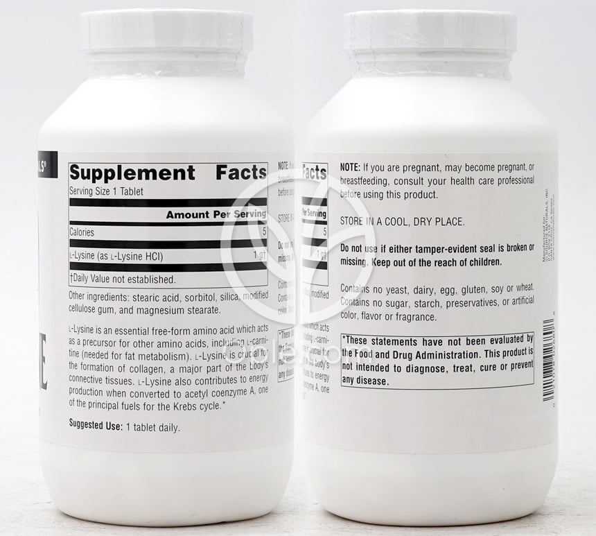Source Naturals_フリーフォーム L-リジン 1000mg、200錠 — 후면