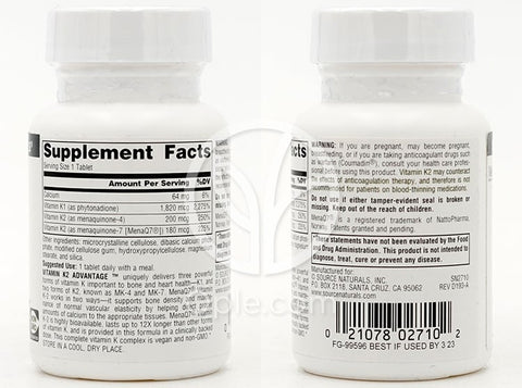 Source Naturals_ビタミンK2 アドバンテージ 2200mcg、60粒