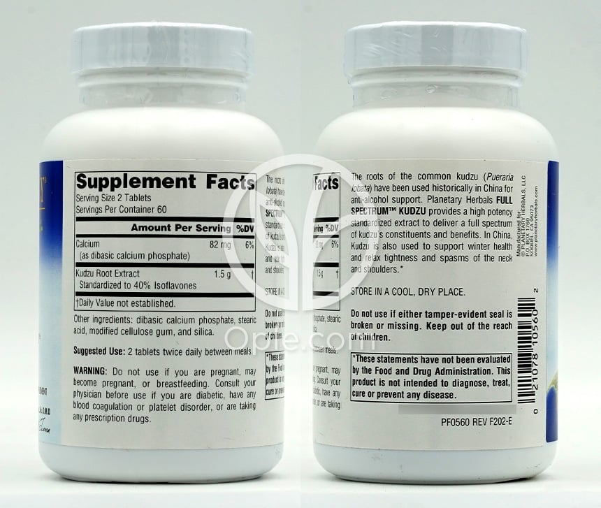 플래니터리허벌_풀 스펙트럼 칡 750mg, 120타블렛 — 후면