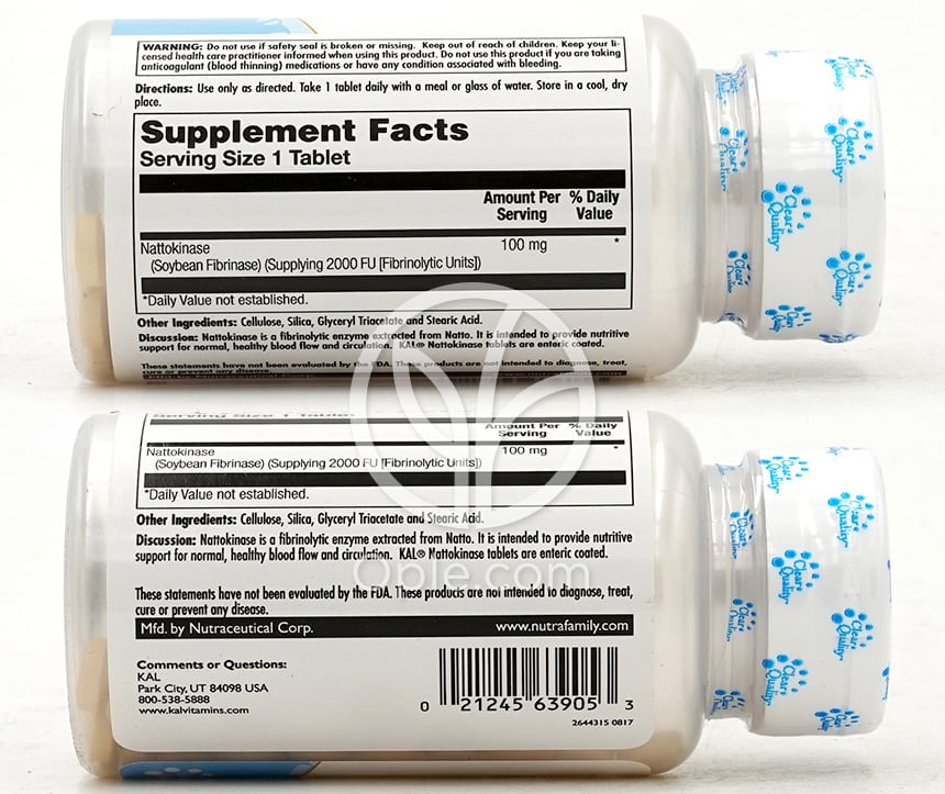 칼_나토키나제 100mg, 30타블렛 — 후면