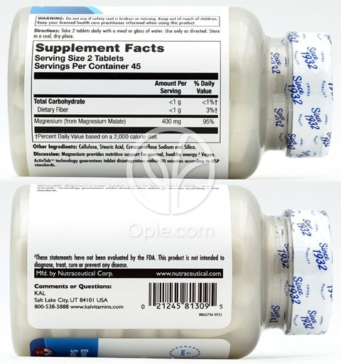칼_마그네슘 말레이트 400mg, 90타블렛