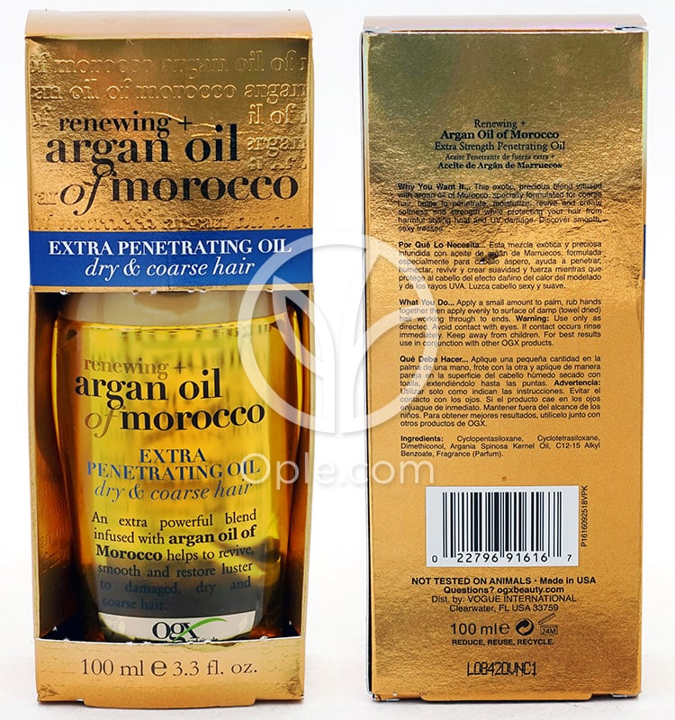 오쥐엑스_리뉴잉+아르간 오일 오브 모로코, 엑스트라 페너트레이팅 오일 100ml — 후면