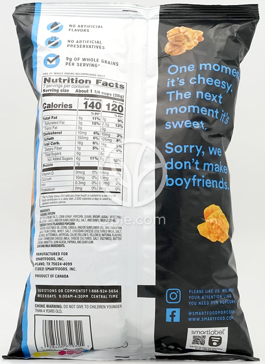 Caramel Cheddar Mix Flavored Popcorn,  7 oz — 후면