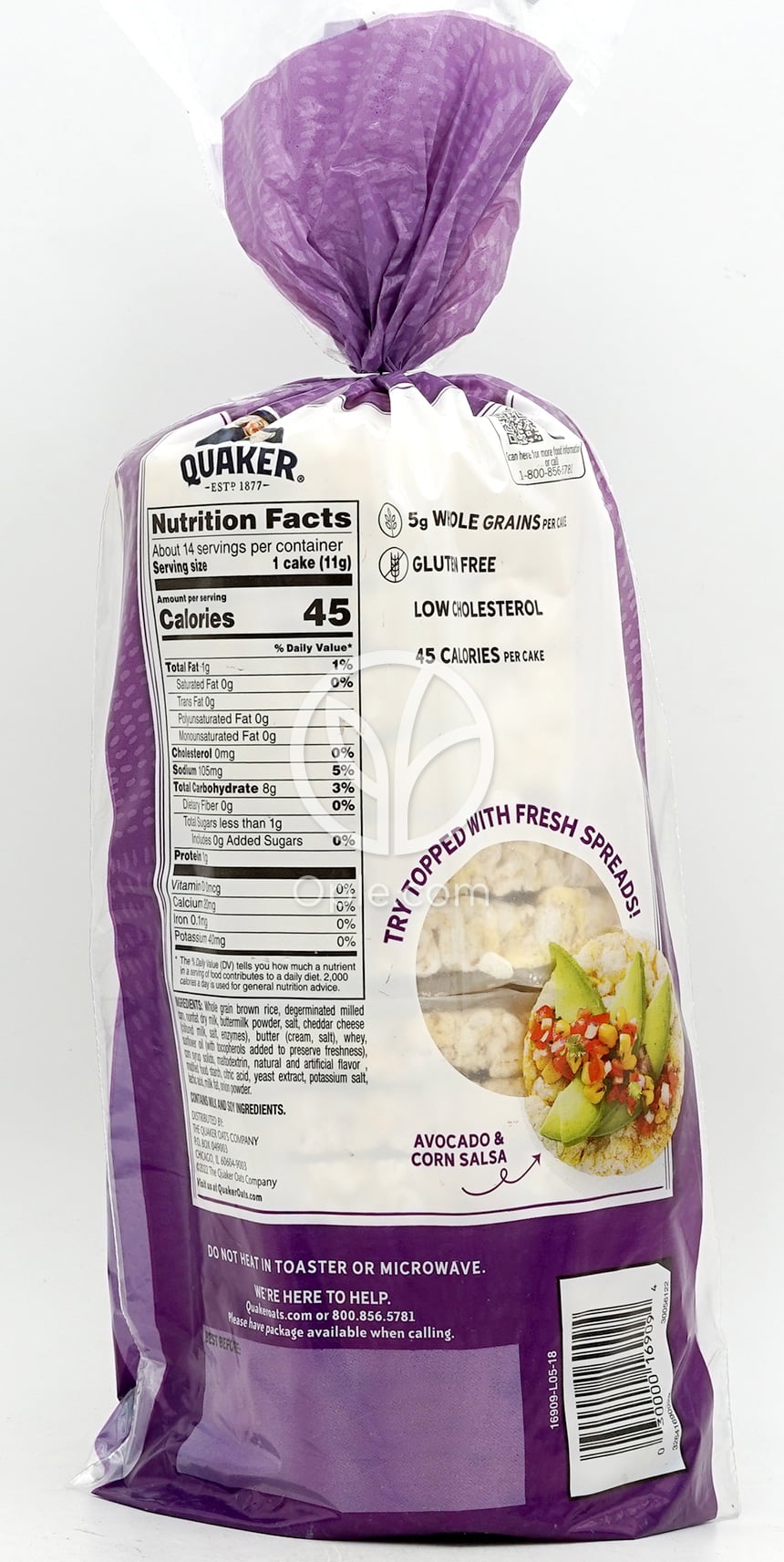 Rice Cakes White Cheddar,  5.5 oz — 후면