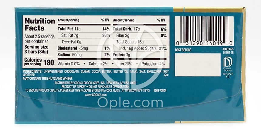 ゴディバ シグニチャー シーソルトダークチョコレート 8ミニバー、90g — 후면