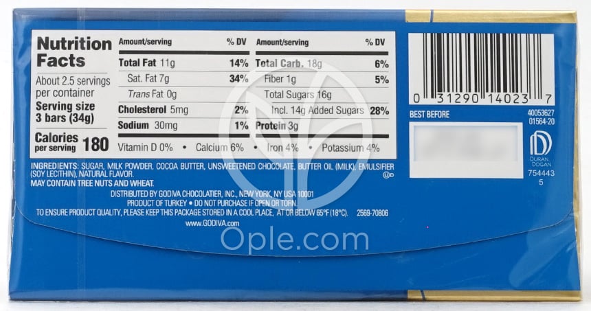 ゴディバ_シグネチャー ミルクチョコレート、8ミニバー 90g — 후면
