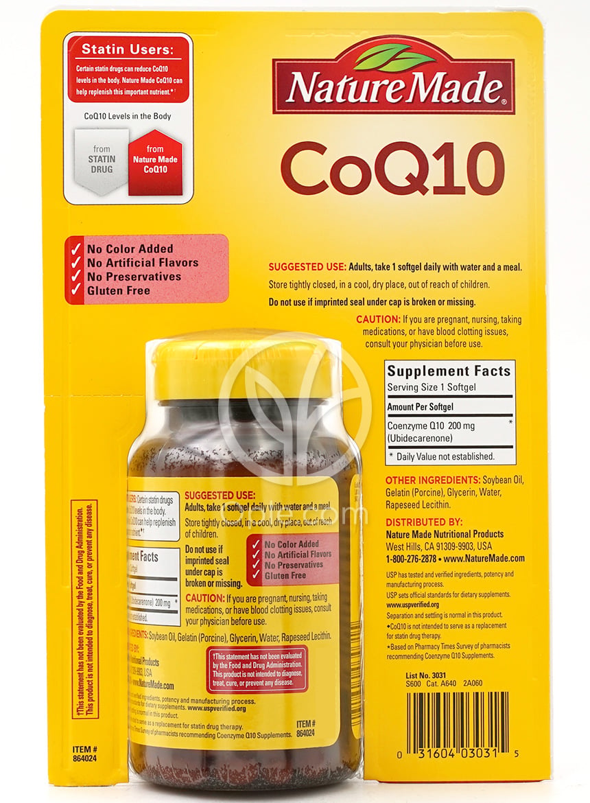 네이처메이드_코엔자임Q10 200mg, 140 소프트젤 — 후면