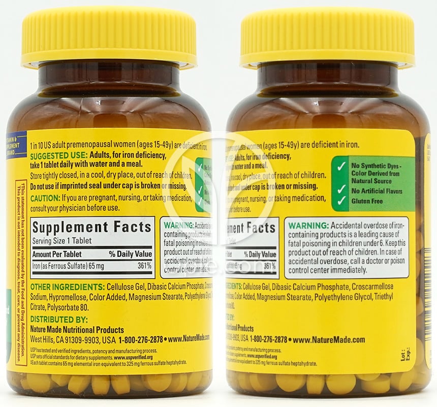 네이처메이드_아이언 65mg, 365타블렛 — 후면
