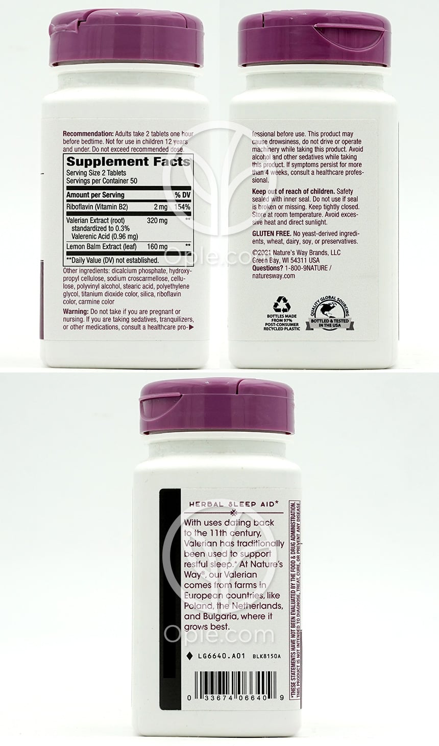 ネイチャーズウェイ_プレミアムブレンドバレリアンナイトタイム 320mg、100錠 — 후면
