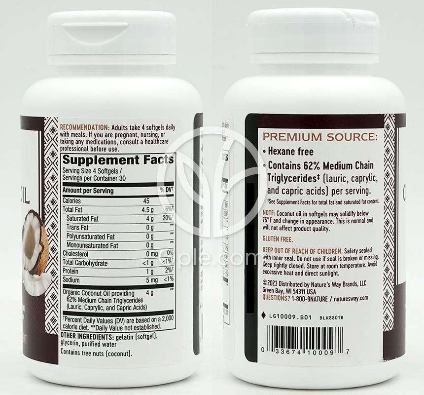 네이쳐스웨이_코코넛 오일 4000mg, 120 소프트젤 — 후면