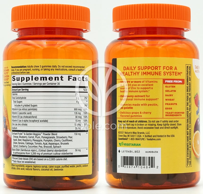 ネイチャーズウェイ_アライブイミューンウィズエルダーベリー50mg、90グミ — 후면