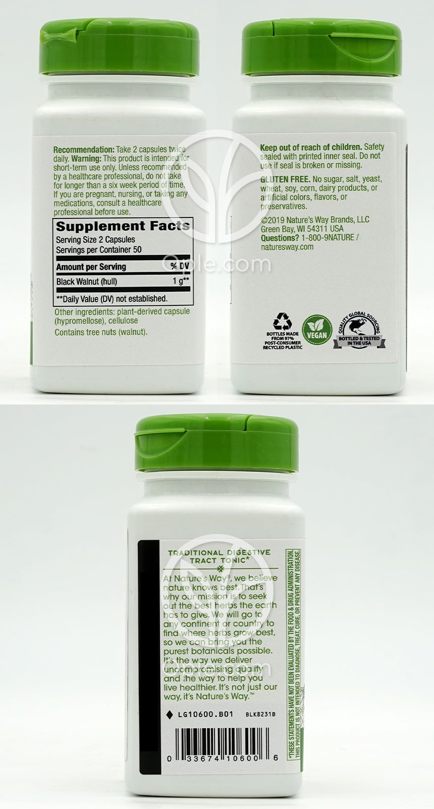 네이쳐스웨이_블랙 월넛 헐 1000mg, 100 베지캡슐 — 후면