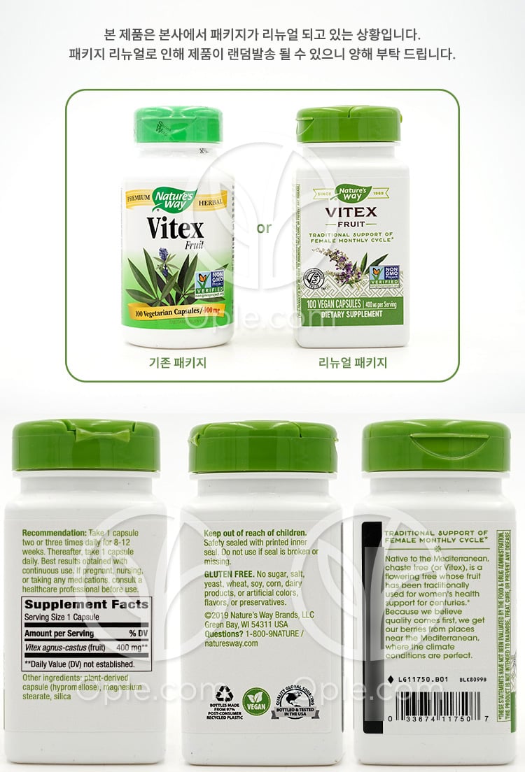 ネイチャーズウェイ_チェストツリー果実 400mg、100ベジカプセル — 후면