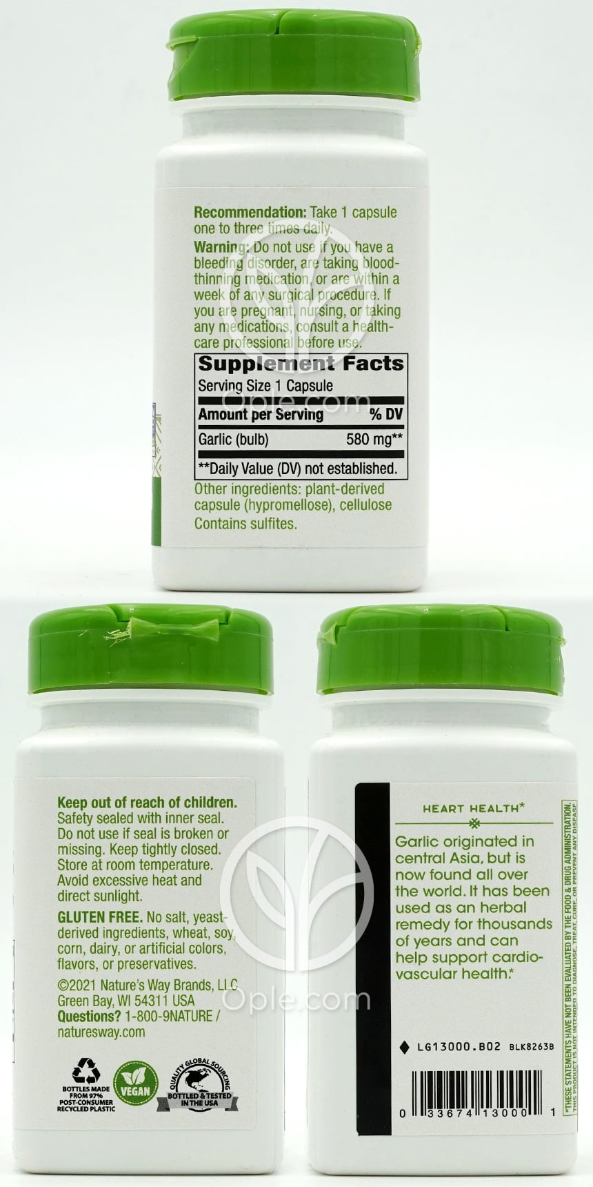네이쳐스웨이_갈릭 벌브 580mg, 100 베지캡슐 — 후면