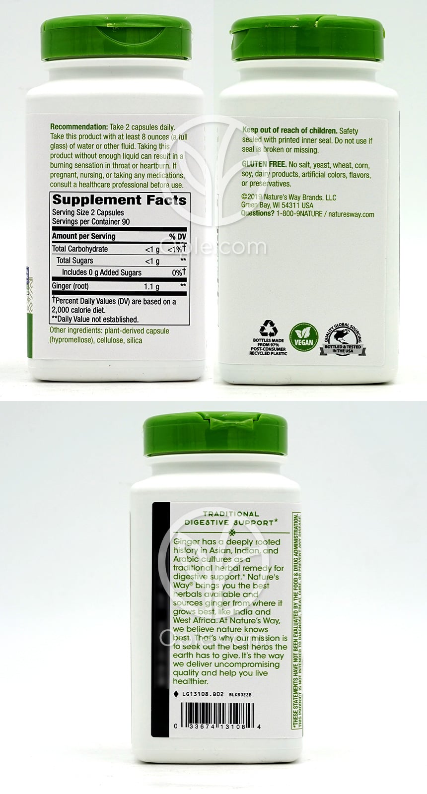 ネイチャーズウェイ_ジンジャールート1100mg、180ベジカプセル — 후면